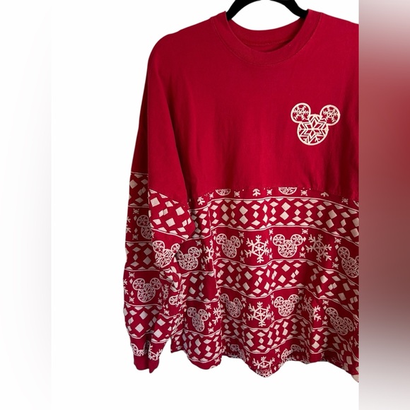 Disney Red Snowflake Mickey Mouse Merry & Bright Spirit Jersey Holiday Unisex XL - Picture 5 of 11